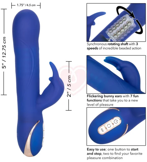 Вибратор-кролик с ротацией Signature Rotating Beaded Rabbit синий фото 5
