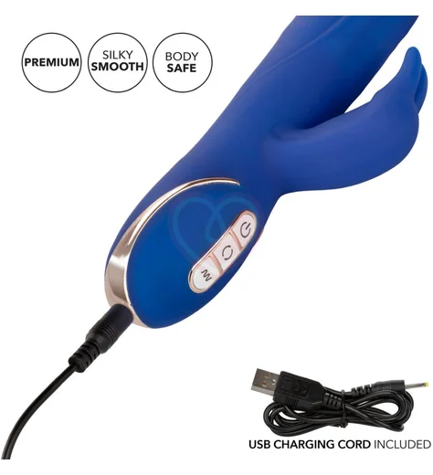 Вибратор-кролик с ротацией Signature Rotating Beaded Rabbit синий фото 6