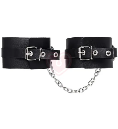 Оковы на ноги из толстой кожи с люверсами Pecado BDSM черные фото 2