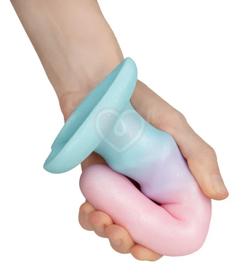 Ребристый фаллоимитатор на присоске в форме сердца Flow Unicorn разноцветный фото 5