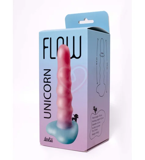 Ребристый фаллоимитатор на присоске в форме сердца Flow Unicorn разноцветный фото 7