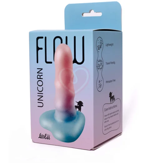 Ребристый фаллоимитатор на присоске в форме сердца Flow Unicorn Mini разноцветный фото 6