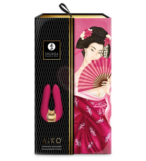 Мини-вибратор с двумя кончиками Shunga AIKO малиновый фото 2