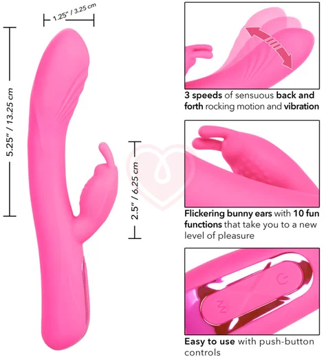 Вибратор-кролик с подвижной головкой Elite Rocking Rabbit розовый фото 5