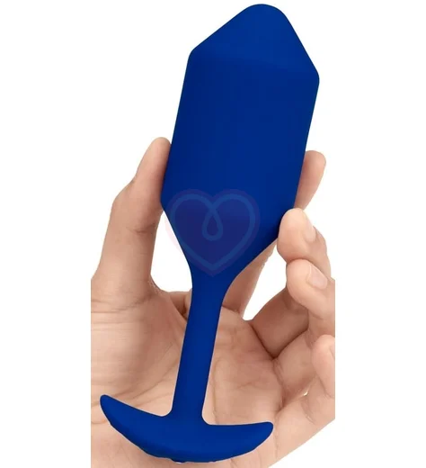 Утяжелённая анальная вибропробка b-Vibe Vibrating Snug Plug 4 большая синяя фото 3