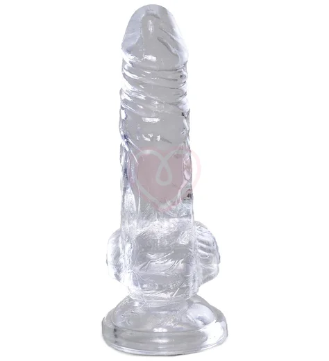 Маленький фаллоимитатор с мошонкой на присоске King Cock Clear 8 см прозрачный фото 2