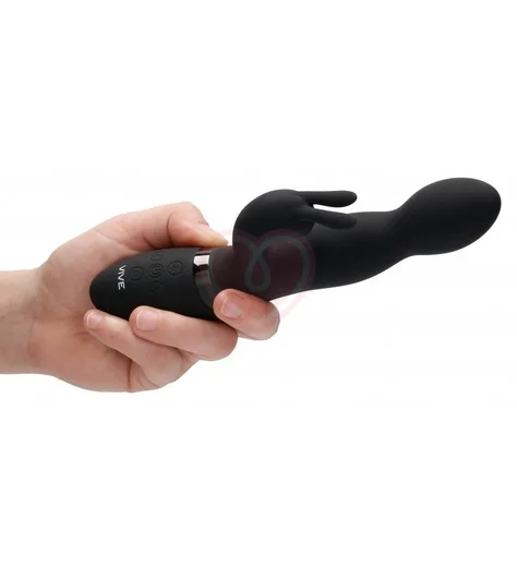 Вибратор Niva с ротацией и клиторальным стимулятором чёрный фото 2