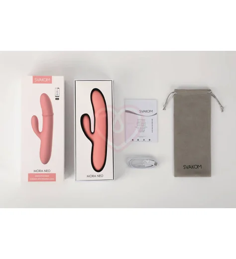 Вибратор с кольцом из бусин Svakom Mora Neo с приложением персиковый фото 4