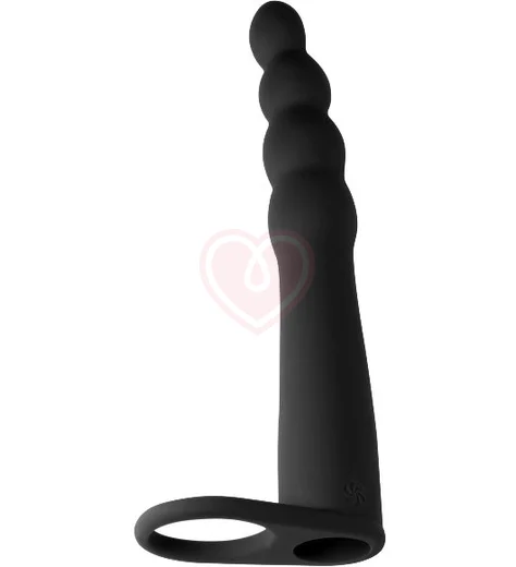 Вибронасадка для двойного проникновения Pure Passion Bramble 16 см чёрная фото 3