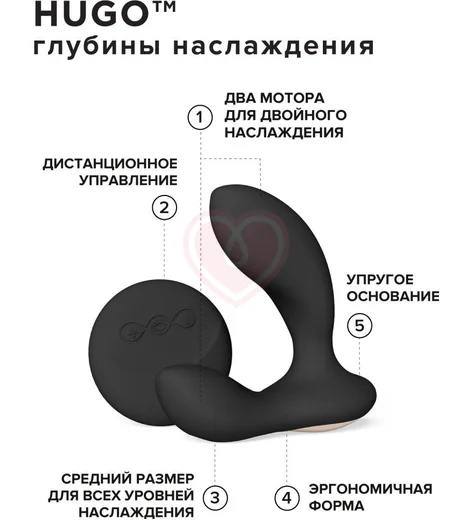 Вибростимулятор простаты Lelo Hugo 2 Remote с пультом чёрный фото 3