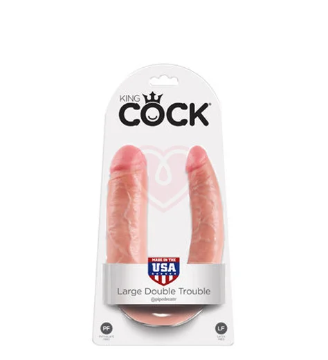 Двухсторонний фаллоимитатор King Cock U-Shaped Double большой телесный фото 3