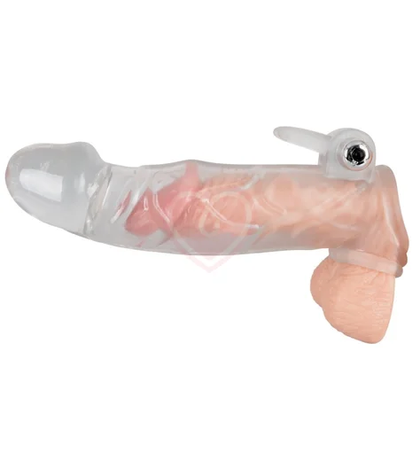 Насадка на пенис с клиторальным вибростимулятором Crystal Skin фото 3