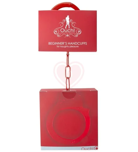 Металлические наручники Beginner's Handcuffs красные фото 2