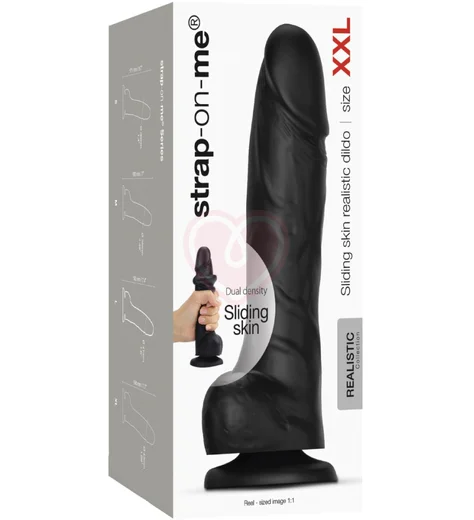 Фаллоимитатор с подвижной кожей Strap-On-Me Sliding Skin XXL 16 см чёрный фото 2
