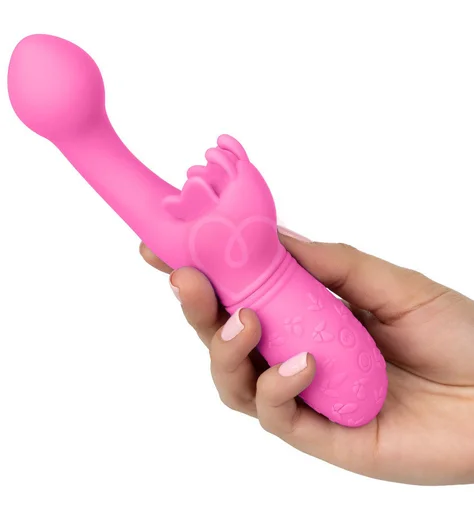 Вибратор с клиторальным стимулятором-бабочкой Butterfly Kiss розовый фото 3