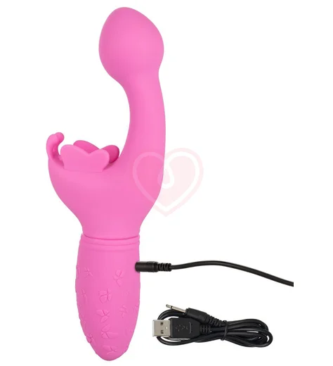 Вибратор с клиторальным стимулятором-бабочкой Butterfly Kiss розовый фото 4