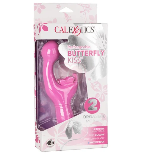 Вибратор с клиторальным стимулятором-бабочкой Butterfly Kiss розовый фото 5
