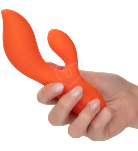 Вибратор с клиторальным стимулятором Stella Liquid Silicone Dual Teaser оранжевый фото 4