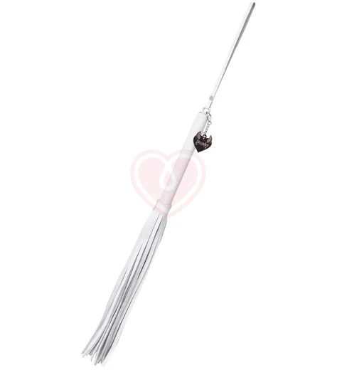 Плетка из натуральной кожи Pecado BDSM 50 см белая фото 2