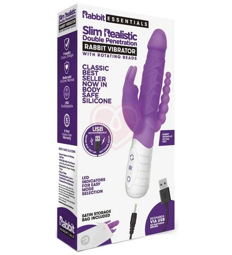 Реалистичный вибратор хай-тек для двойного проникновения Rabbit фиолетовый фото 4