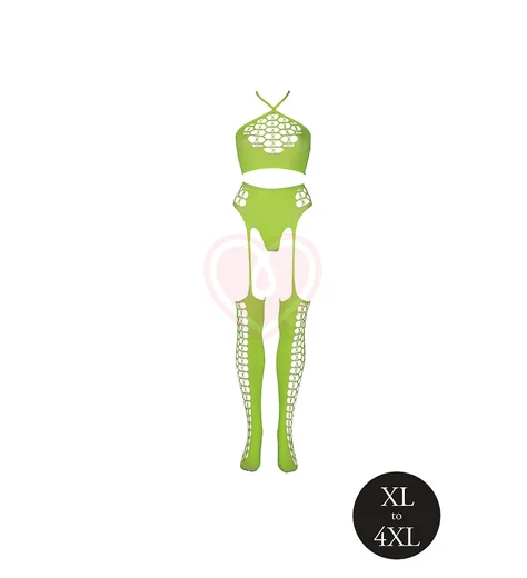 Комплект с чулками Ouch Glow Plus size светящийся в темноте зеленый неон фото 3