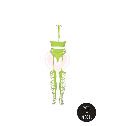 Комплект с чулками Ouch Glow Plus size светящийся в темноте зеленый неон фото 4