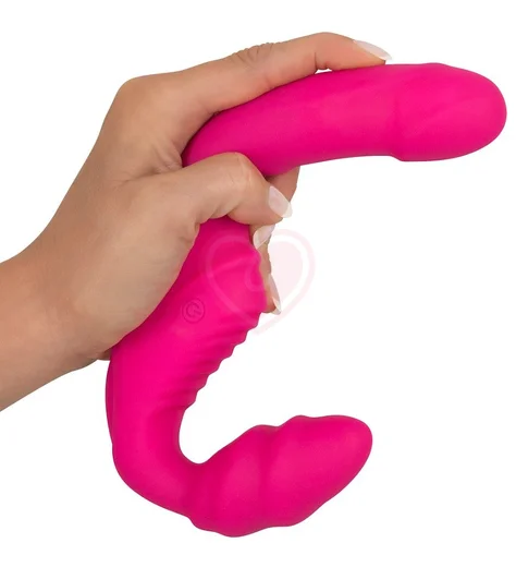 Безремневой страпон с вибрацией розовый фото 4