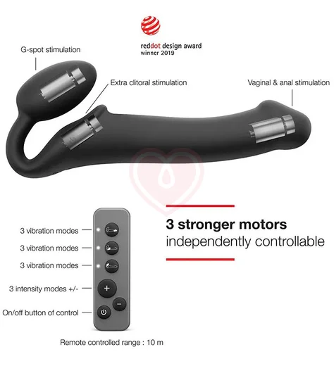 Безремневой страпон с вибрацией и пультом управления Strap-on-me L чёрный фото 9