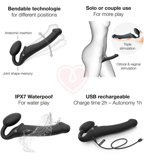 Безремневой страпон с вибрацией и пультом управления Strap-on-me L чёрный фото 13