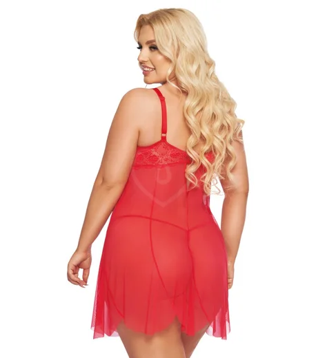 Воздушная сорочка и стринги SoftLine Carla красные фото 2