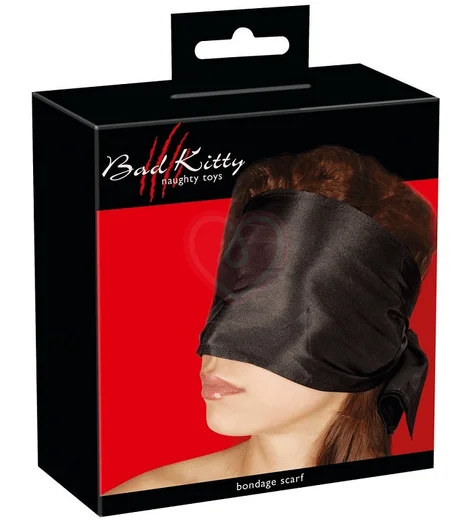 Широкая повязка-шарф на глаза Bad Kitty Bondage Scarf черная фото 2