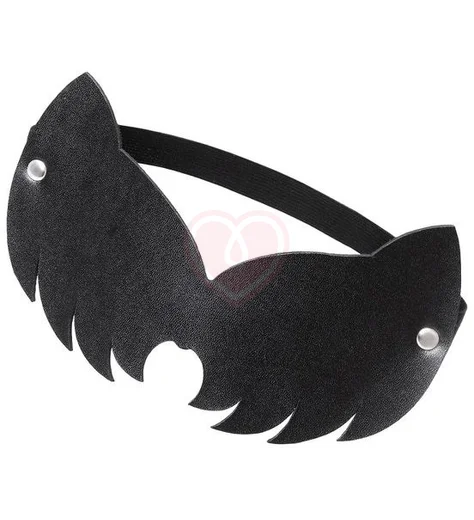 Закрытая кожаная маска с кошачьими ушками Pecado BDSM черная фото 6