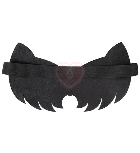 Закрытая кожаная маска с кошачьими ушками Pecado BDSM черная фото 7