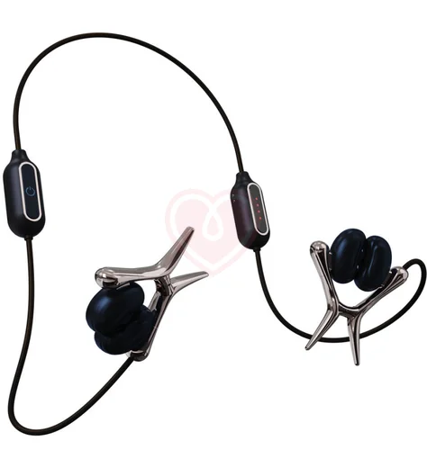 Интерактивные виброзажимы на соски с дистанционным управлением Tingon N1 чёрные фото 3