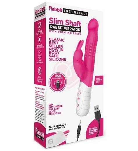 Вибратор хай-тек с клиторальной стимуляцией Slim Shaft Rabbit розовый фото 4