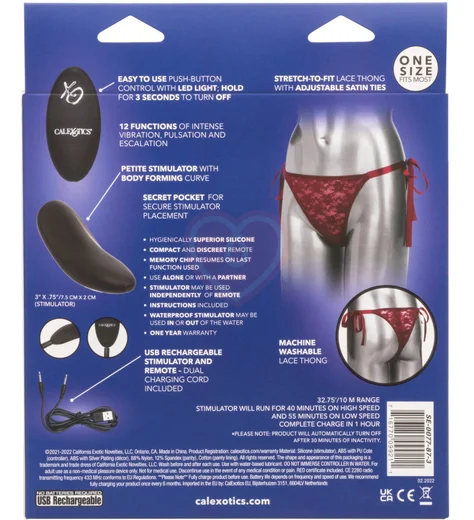 Вибратор для клитора с пультом Lace Thong Set One size бордовый фото 3