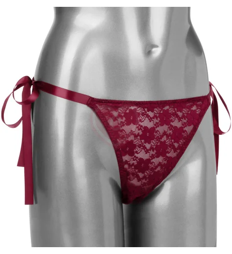 Вибратор для клитора с пультом Lace Thong Set One size бордовый фото 11