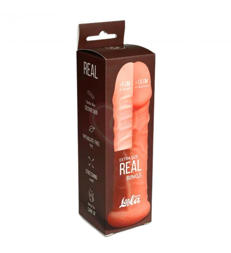 Насадка-удлинитель члена с двухсторонним рельефом Real Extra Size Rings фото 3