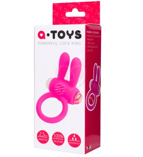 Виброкольцо с клиторальным стимулятором ToyFa A-Toys розовое фото 4