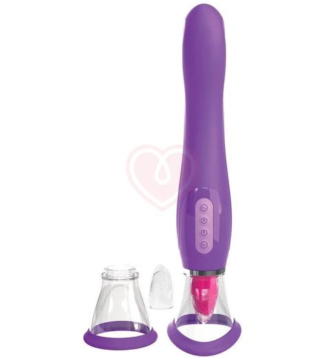 Двусторонний вибратор с помпой и язычком Her Ultimate Pleasure фиолетовый фото 2