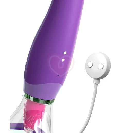 Двусторонний вибратор с помпой и язычком Her Ultimate Pleasure фиолетовый фото 5