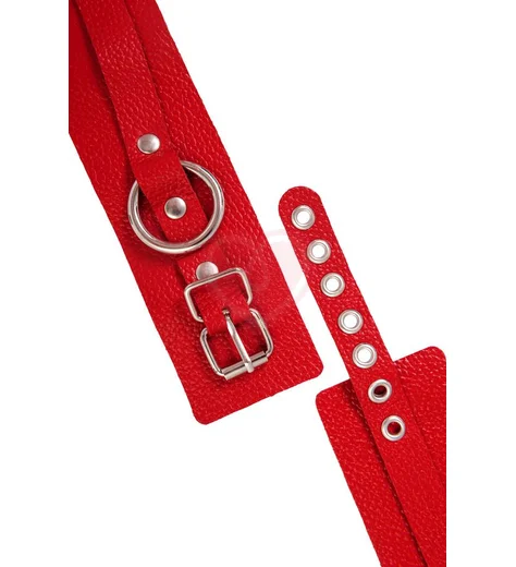 Оковы на ноги с люверсами Pecado BDSM красные фото 5