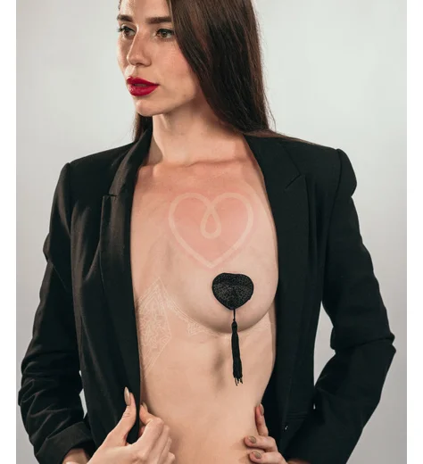 Пэстисы Burlesque Evans сердечки с кисточками чёрные фото 3