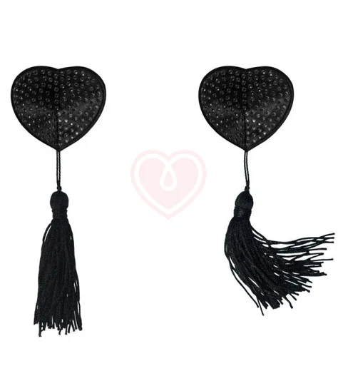 Пэстисы Burlesque Evans сердечки с кисточками чёрные фото 5