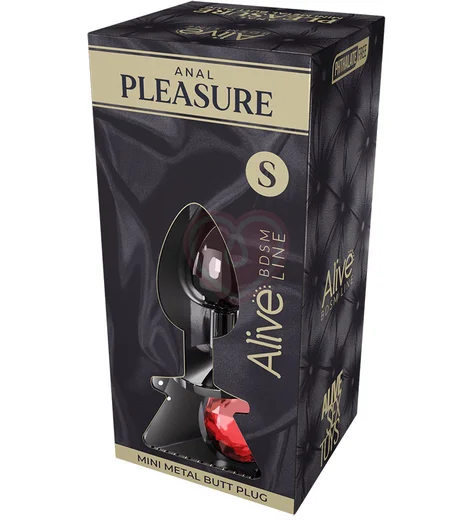 Стальная анальная пробка Alive Mini Metal Butt S с красным кристаллом фото 2
