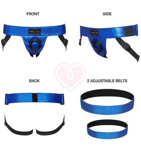 Пояс для страпона Strap-On-Me Curious Harness One Size голубой металлик фото 6