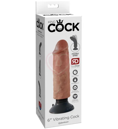 Гнущийся вибратор реалистик на присоске King Cock Vibrating 15 см мулат фото 4