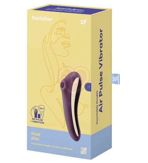Двухсторонний вакуумный вибростимулятор Satisfyer Dual Kiss винный фото 5
