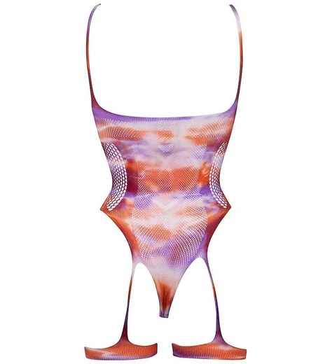 Открытое боди с гартерами и наклейками на соски Le Desir разноцветное фото 7