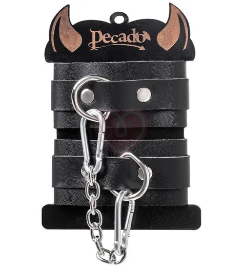 Наручники-браслеты со скругленными углами Pecado BDSM черные фото 3